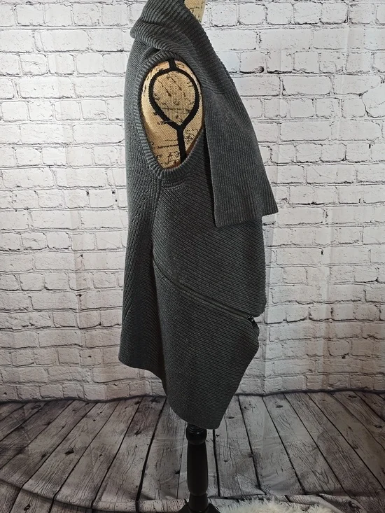 Calvin Klein Open Front Knit Sleeveless Cardigan in Charcoal Gray Size M - Picture 6 of 9